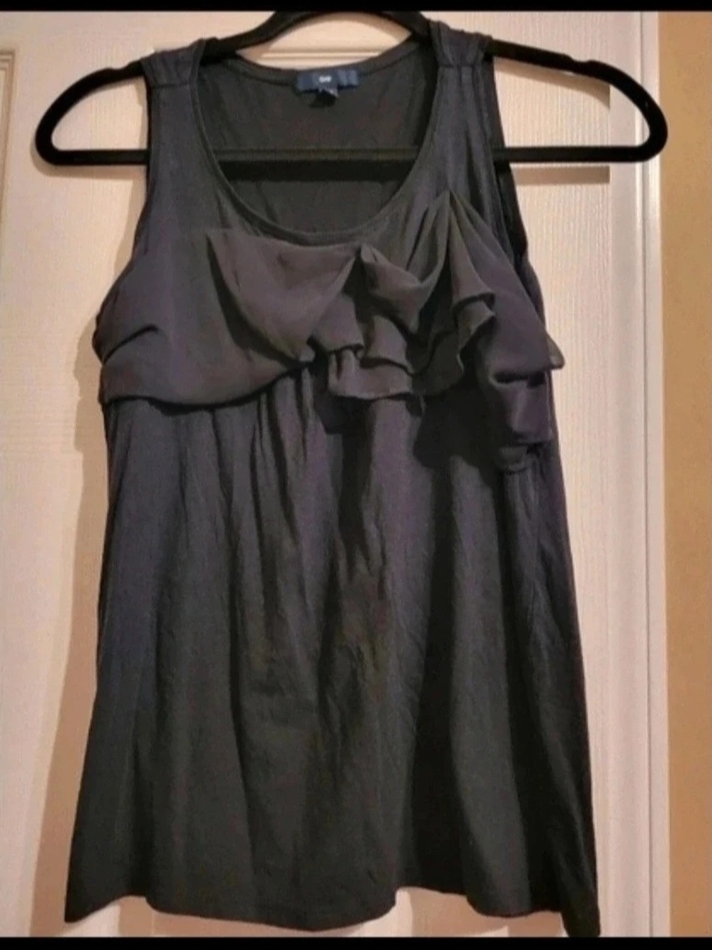 GAP Black Ruffle Chiffon Tank Top